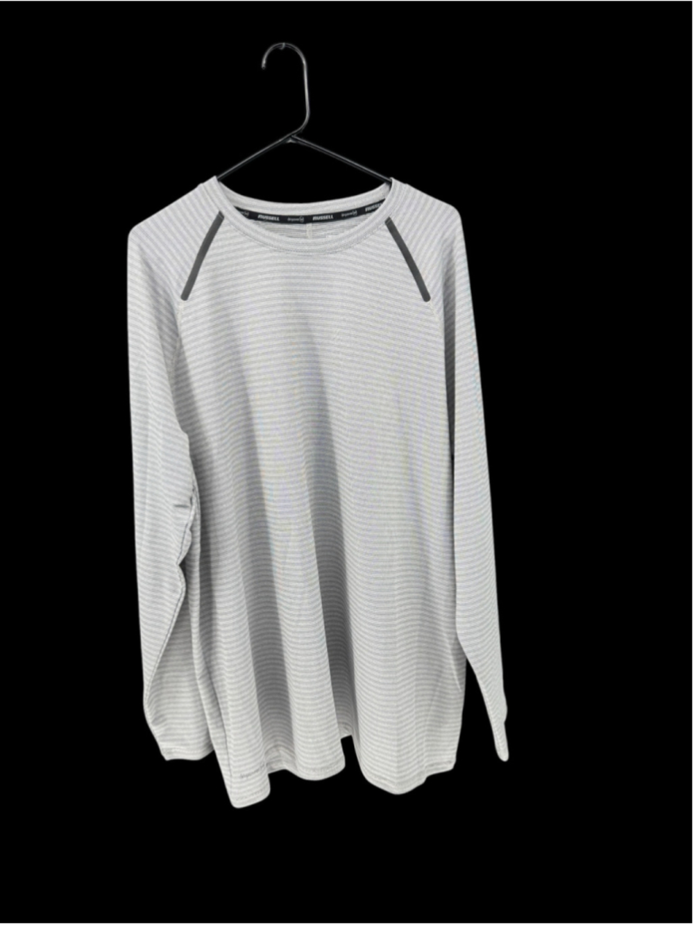Men's Russell Long Sleeve Reflective Training Tee, Grey/Black, XXL